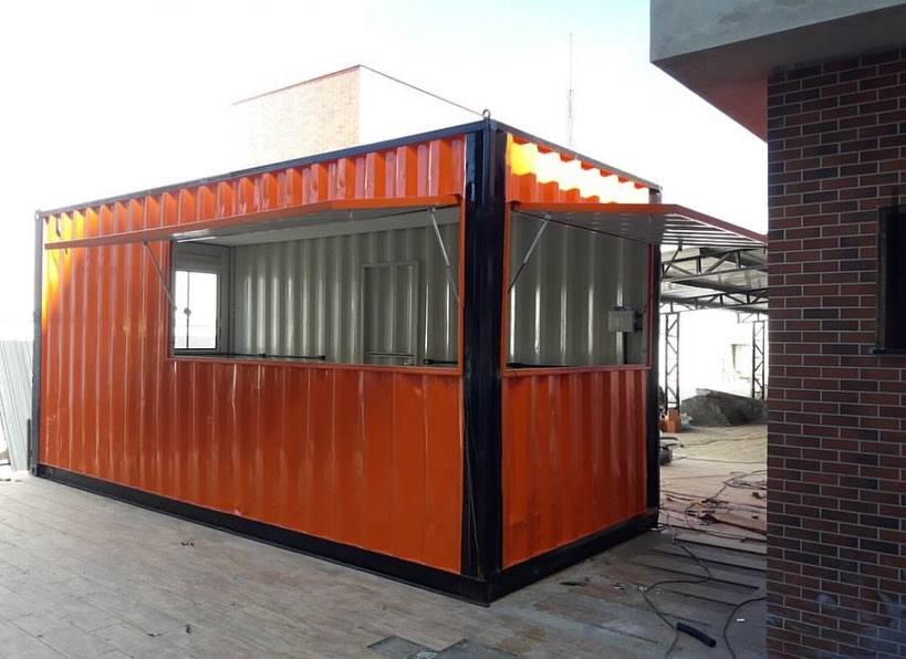 Orange Shipping Container Kiosk