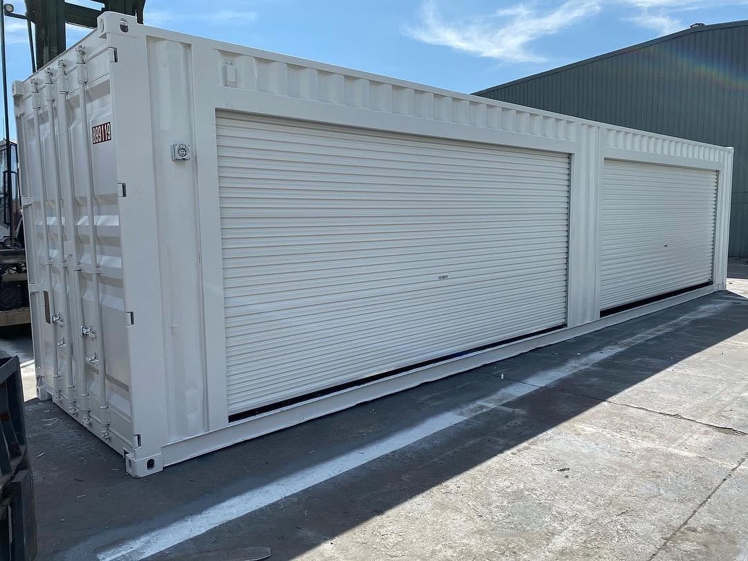 White Storage Container with Roller Doors